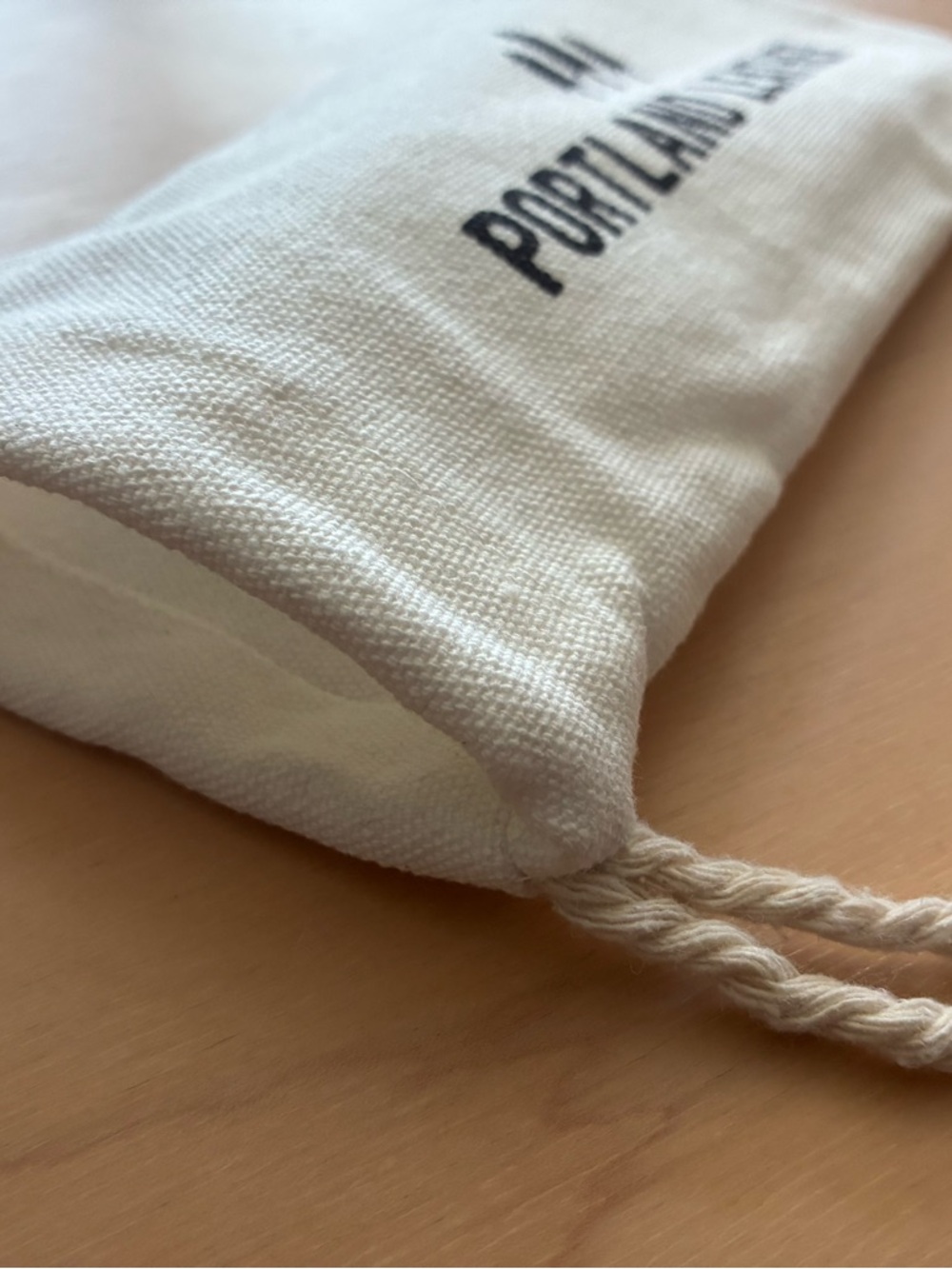 New Portland Leather Natural Canvas Drawstring Pouches with Black Logo-2 - Picture 5 of 5